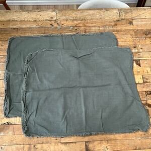 Casaluna Gray Standard Heavyweight Linen Blend Fringe Pillowcase Pair